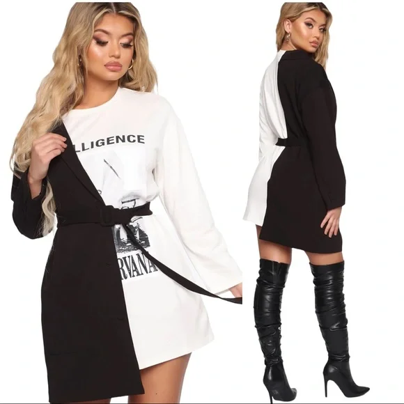 Mini Dress Half Black Half White Dress Fashion Nova Old Hollywood Bandage Mini Dress Black/White Mini Dress Half Black Half White Dress Fashion Nova Old Hollywood Bandage Mini Dress Black/White